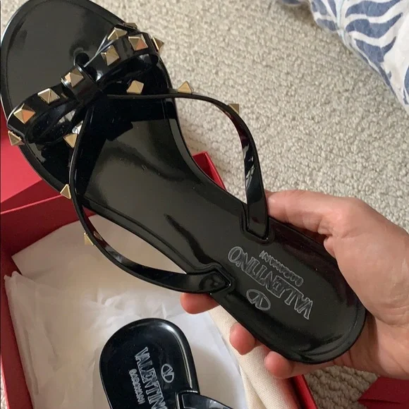 Valentino Black Rockstud Sandals - Picture 5 of 9